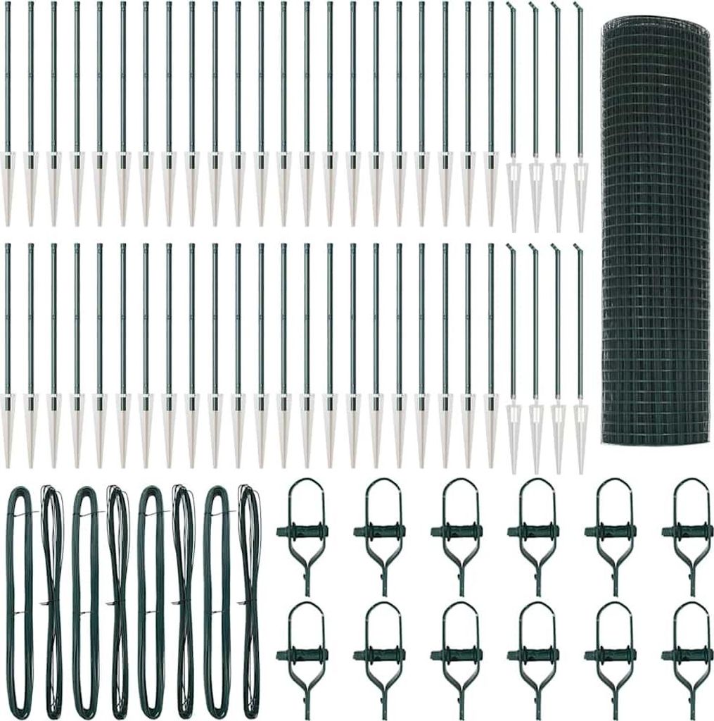 vidaXL Zaunpfosten Grün 100 x 0,5 m (25 x 25 mm Maschen) Stahl und PVC