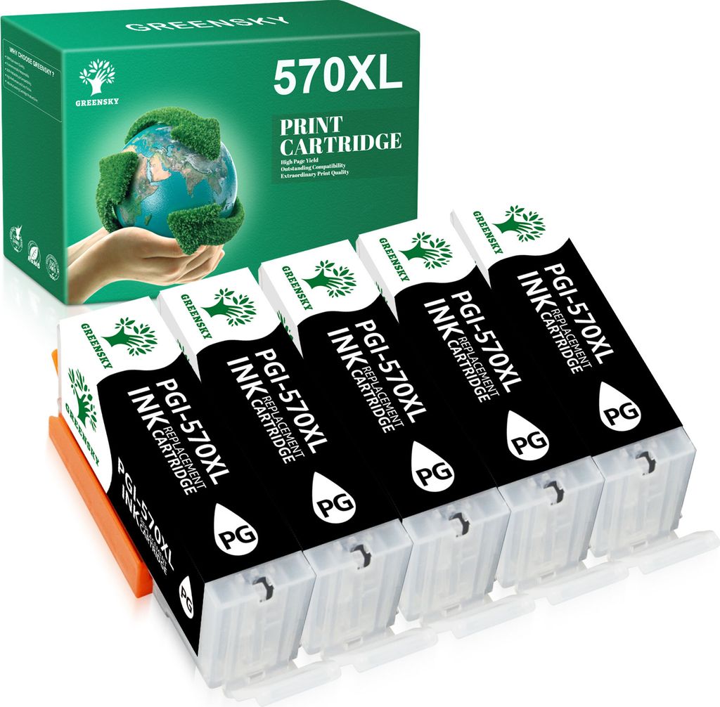 Greensky 5 Druckerpatronen kompatibel zu CANON PGI-570 XXL CLI-571 XXL Pixma MG5750 MG5753 TS5050 TS5051 TS5053 TS6050 TS6051 MG7752 MG7753 TS8050
