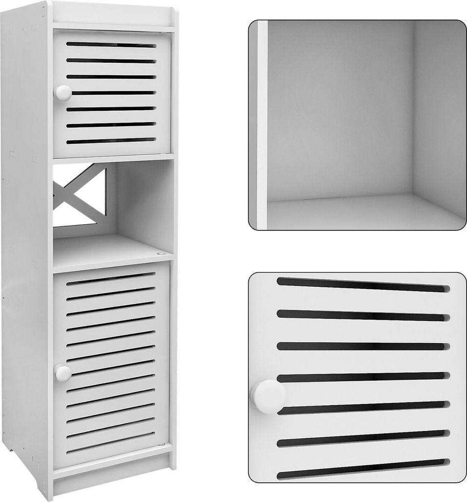 OHMG Badschrank Weiß 80cm - Platzsparender Toilettenschrank Mit Regal