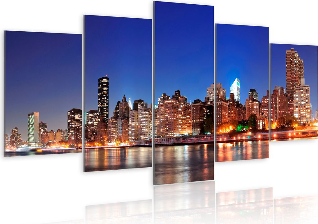 Modernes Wandbild 030211- 30 (100x50) - 5 Teilig Bilder Fotografie auf Vlies Leinwand Foto Bild Dekoration Wand Bilder Kunstdruck New York