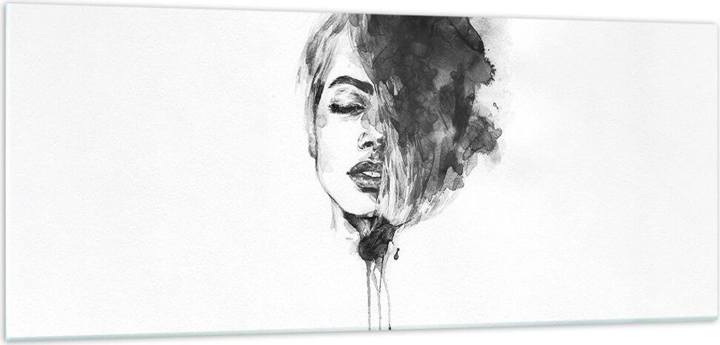 Bilder auf glas - Einteilig - Frau Gesicht Abstraktion - 100x40cm - Glasbilder - Wandbilder - Bilder - zum Aufhängen bereit - Wanddekoration aus G...