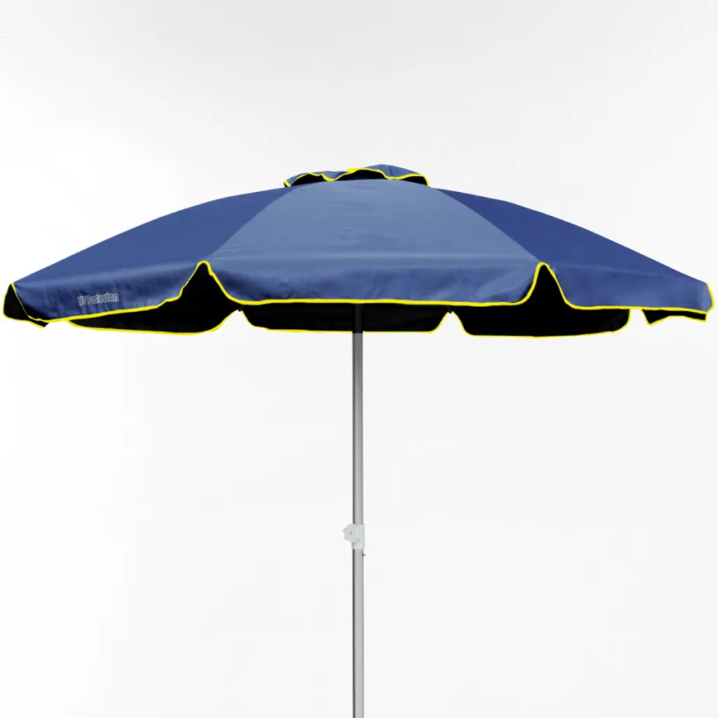 Parasol de plage 220 cm résistant vent et UV aluminium bleu fluo