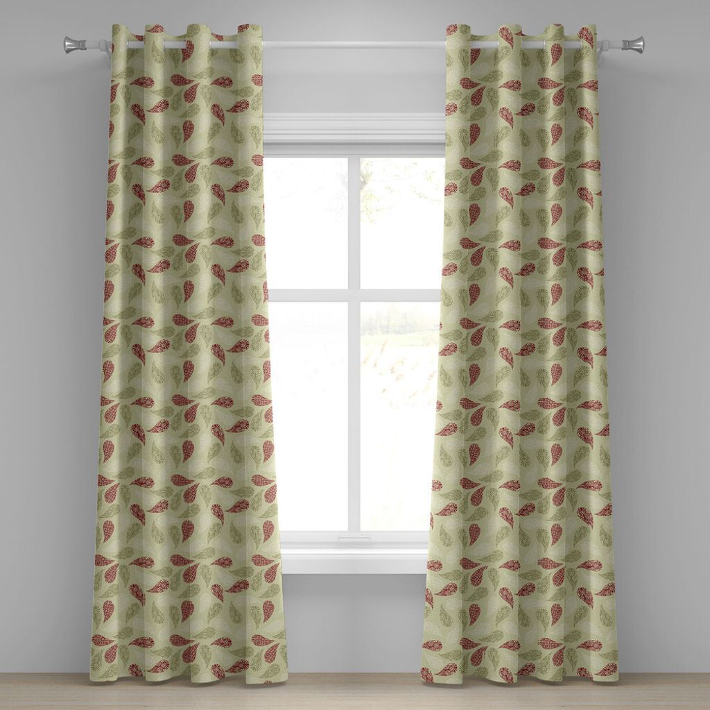 ABAKUHAUS Paisley Ösenvorhang, Modernes Design mit floralen Mustern auf dem Blatt wie Shapes Print, Dekorative 2-Panel-Fenstervorhänge, 280 cm x ...