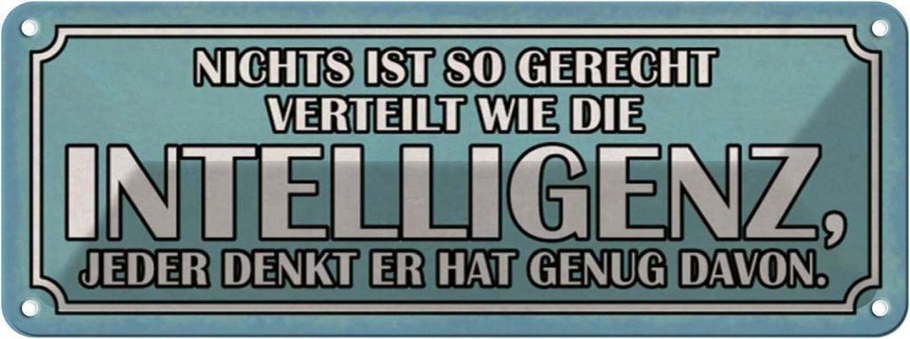 vianmo Blechschild 10x27 cm Intelligenz gerecht verteilt Dekoration Spruch Zitat