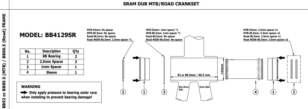 Boîtier de Pédalier BB86/BB92 pour Installer un Pédalier SRAM DUB Token - 3