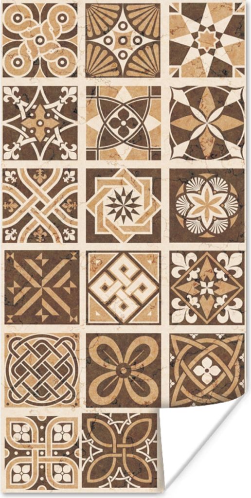 MuchoWow Poster Design - Blumen - Braun - Natur - Vintage 40x80 cm - Dekoration
