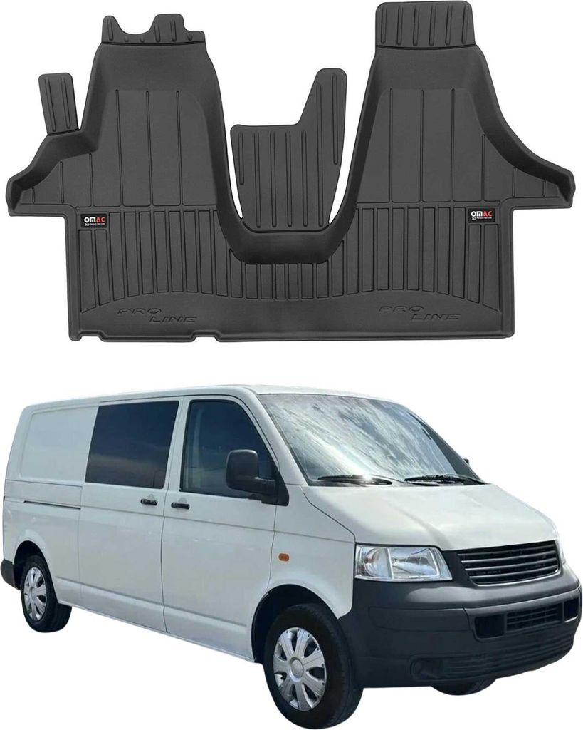 OMAC Gummi Fußmatten für VW Transporter T5 2003-2015 Premium Gummi Schwarz 1tlg