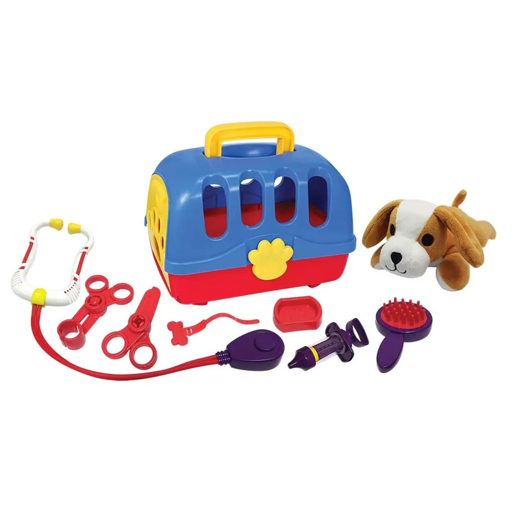 Jouet d'Imitation Vétérinaire Mallette avec Chien en Peluche 10 Pièces