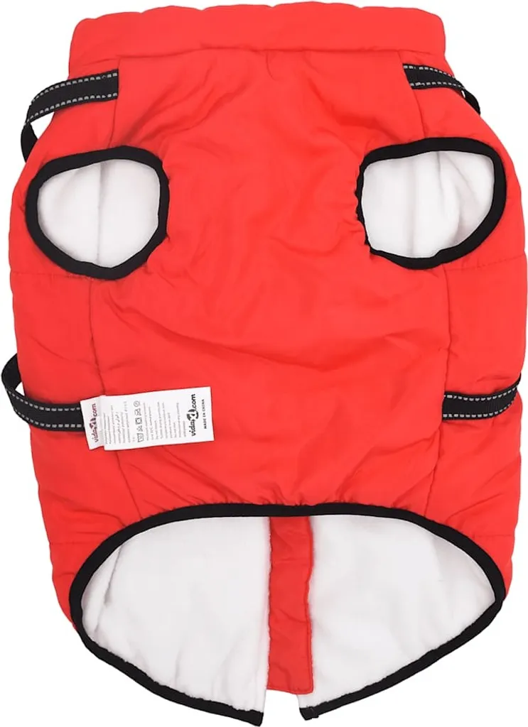 vidaXL Cappotto per cani con pettorina impermeabile riflettente rosso L68 - 4
