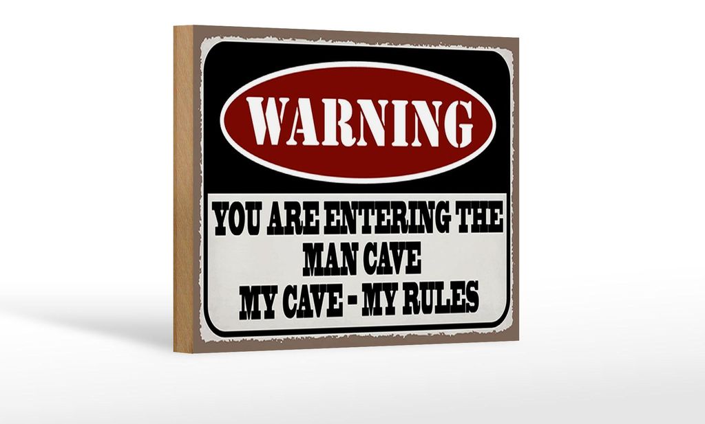 Holzschild Spruch 18x12 cm Warning you entering man cave Dekoration