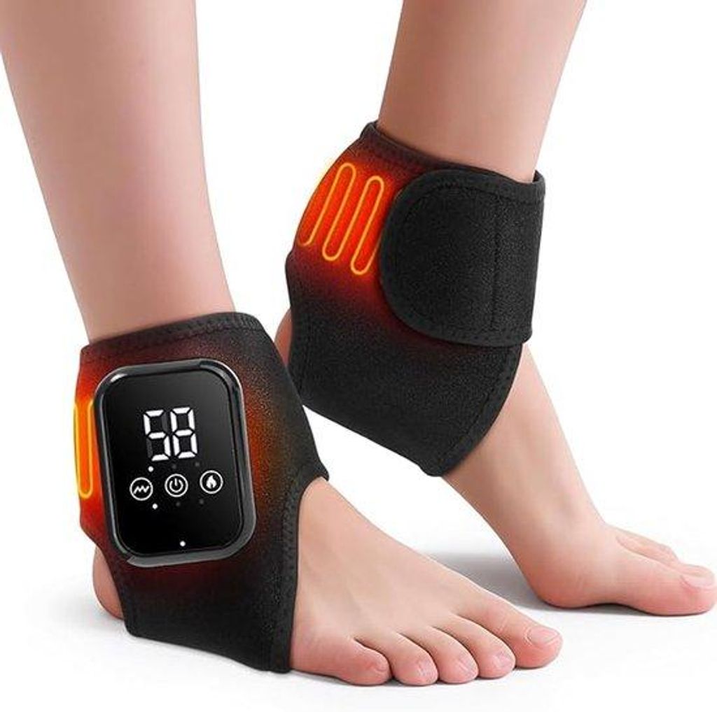 Massage-Set mit Doppel-Enkelverwärmer, USB-ladbarer Enkelmassager für Blutzirkulation und Wärme, Enkelstützbandage