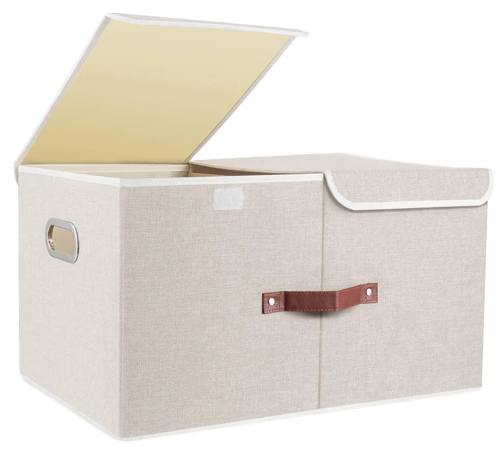 Rangement pour vêtements et linge de lit, bac pliable avec couvercle