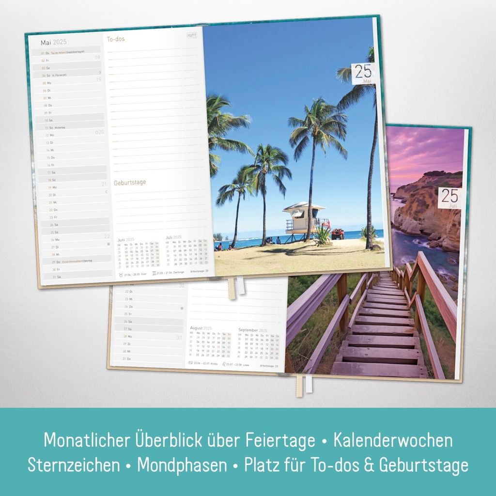 Chäff-Timer Classic 2025 / 12 MONATE / A5 / Summer Beach / Produktbild 4