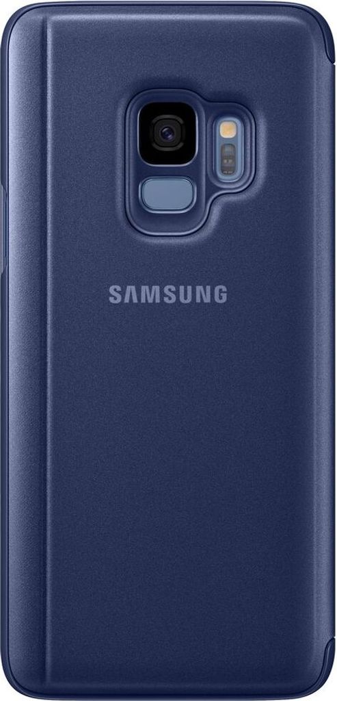 The back of a blue Samsung Galaxy S9 phone case.