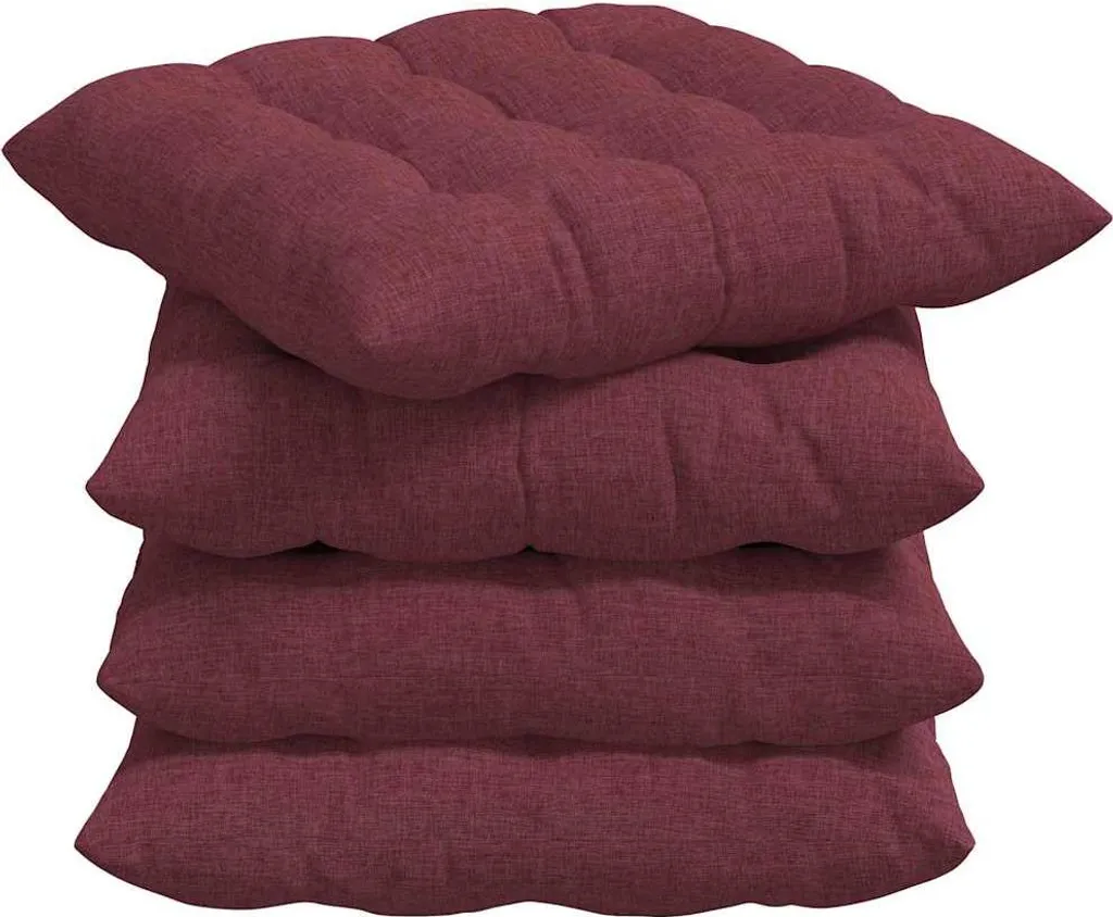 Galette de Chaise Rouge Vin 40 x 40 cm Lot de 2 Coussins Rembourrés
