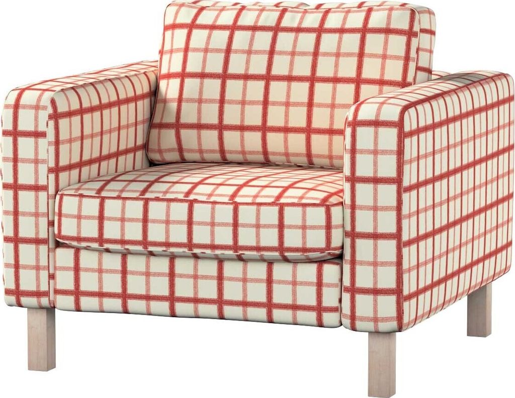 Dekoria Bezug für Karlstad Sessel, rot-creme, Sesselhusse, Karlstad Sessel