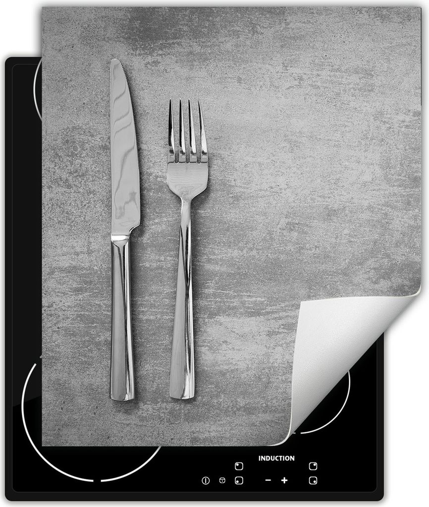 DarHaus Herdabdeckplatte 45x52 cm Anti Rutsch Matte Aufrollbar, grau - schiefer