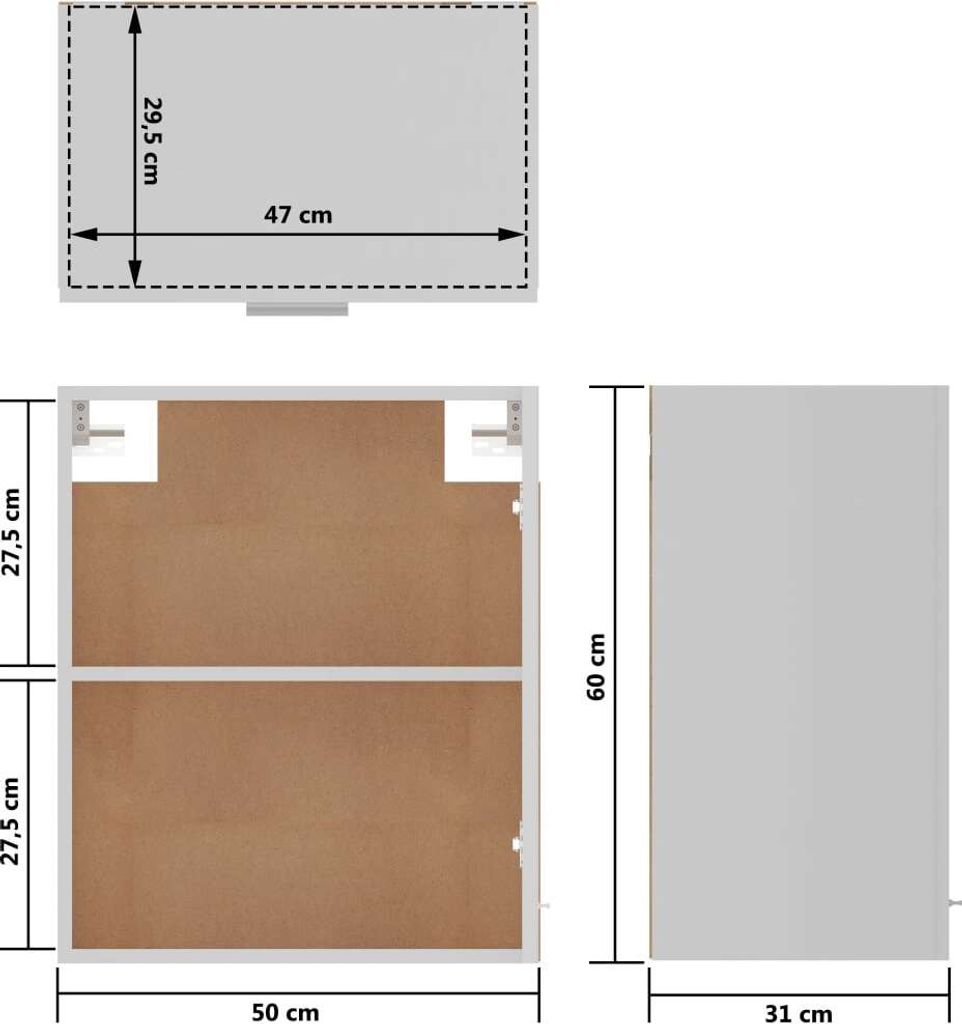 vidaXL Szafka ścienna biała 50x31x60 cm płyta wiórowa Zdjęcie produktu 11