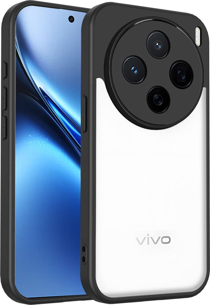 Hülle für Vivo X200 Transparente Rückseite TPU Bumper Stoßfest Handyhülle Schwarz