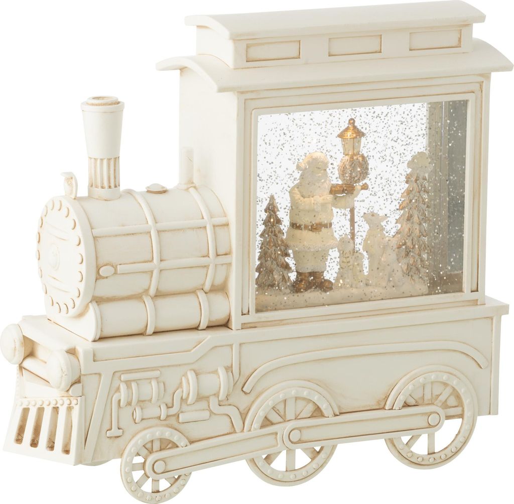 J-Line Wasser-Globus Lokomotive Plastik Weiß