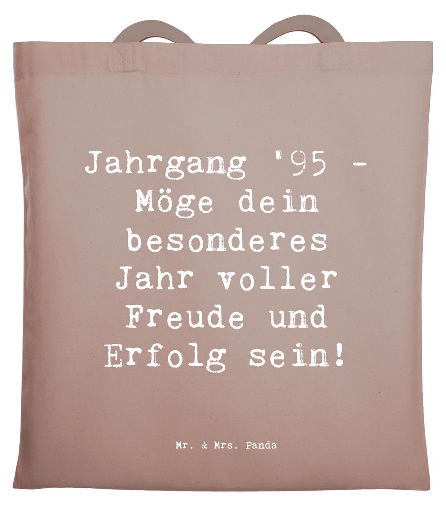 Mr. & Mrs. Panda Tote Bag Spruch 1995 Geburtstag - Braun Pastell - Geschenk, Geburtstagsgeschenk, festivaltasche, Uni Tasche, Shopping, Erfolg, Jut...
