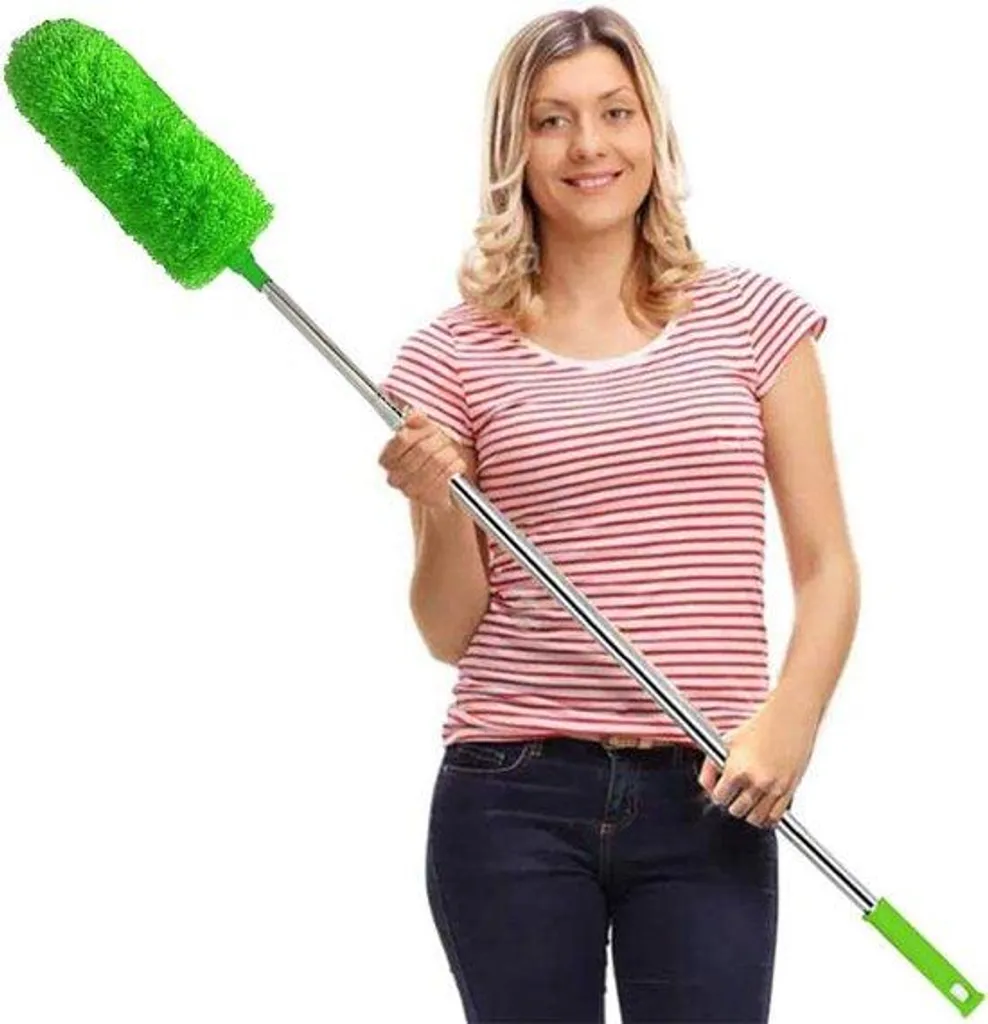 Plumeau en microfibre télescopique vert lavable - Manche de 250 cm