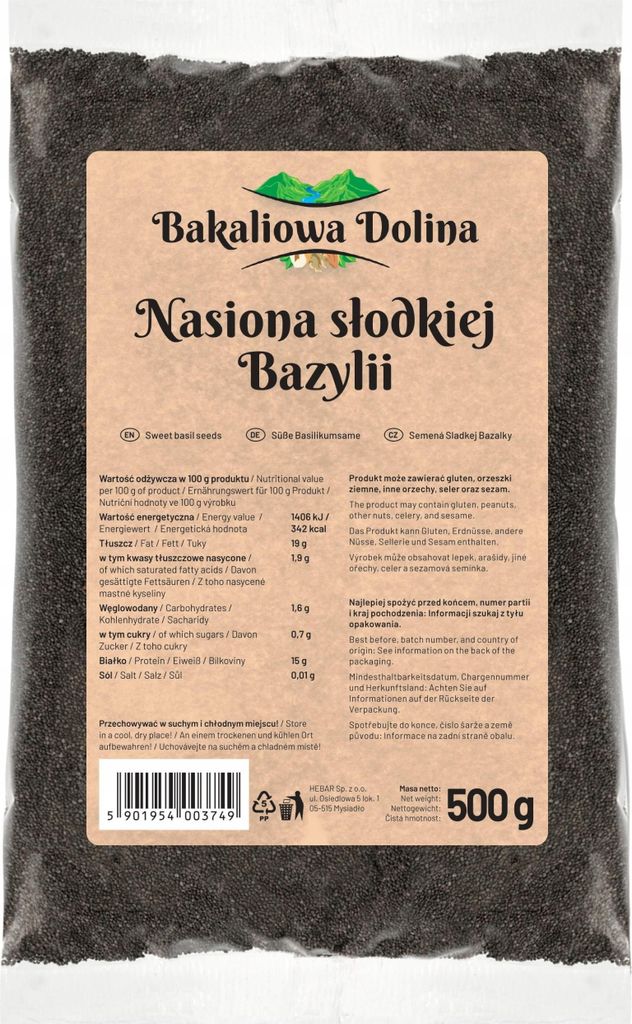 Semínka bazalky 500 G - Superpotravina - Alternativa chia - Obrázek produktu 
