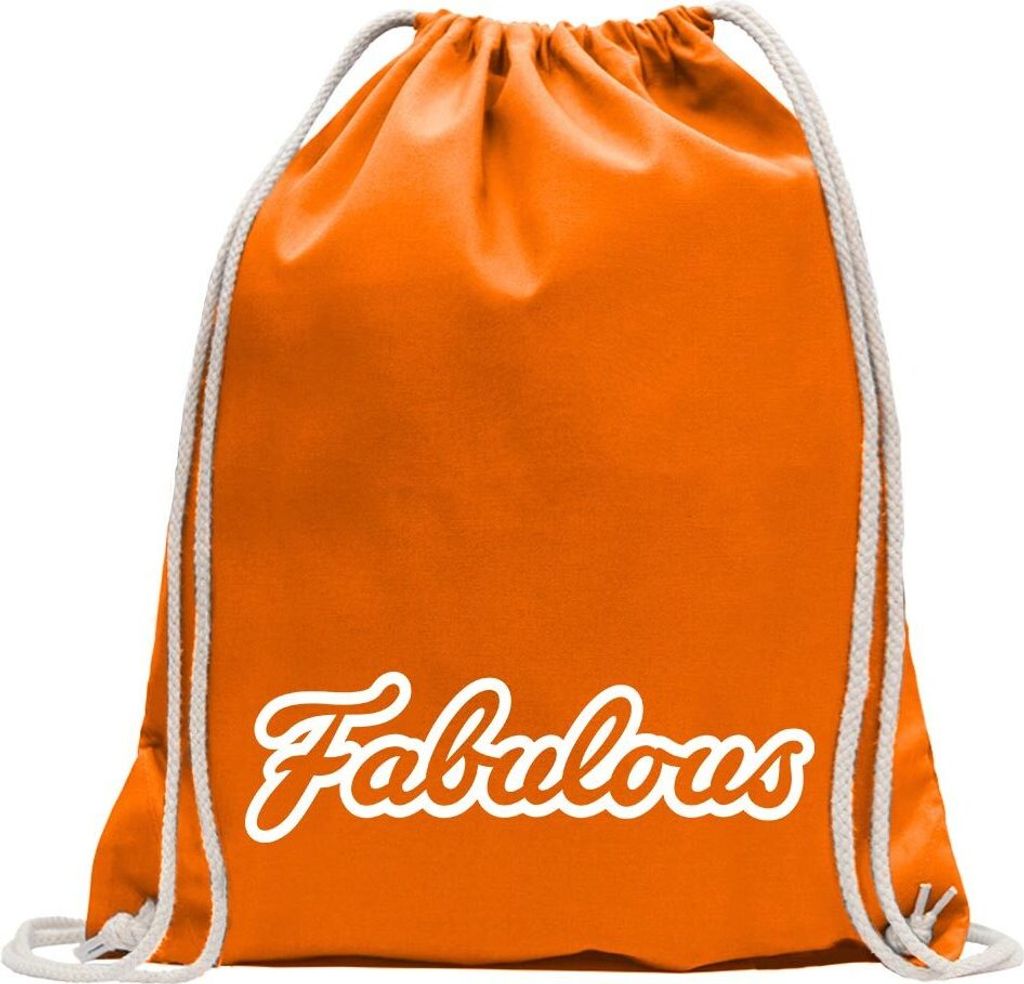 Kiwistar - Turnbeutel - mandarin - Fabulous fabelhaft fabled - Fun Rucksack Sport Beutel Gymsack Baumwolle mit Ziehgurt