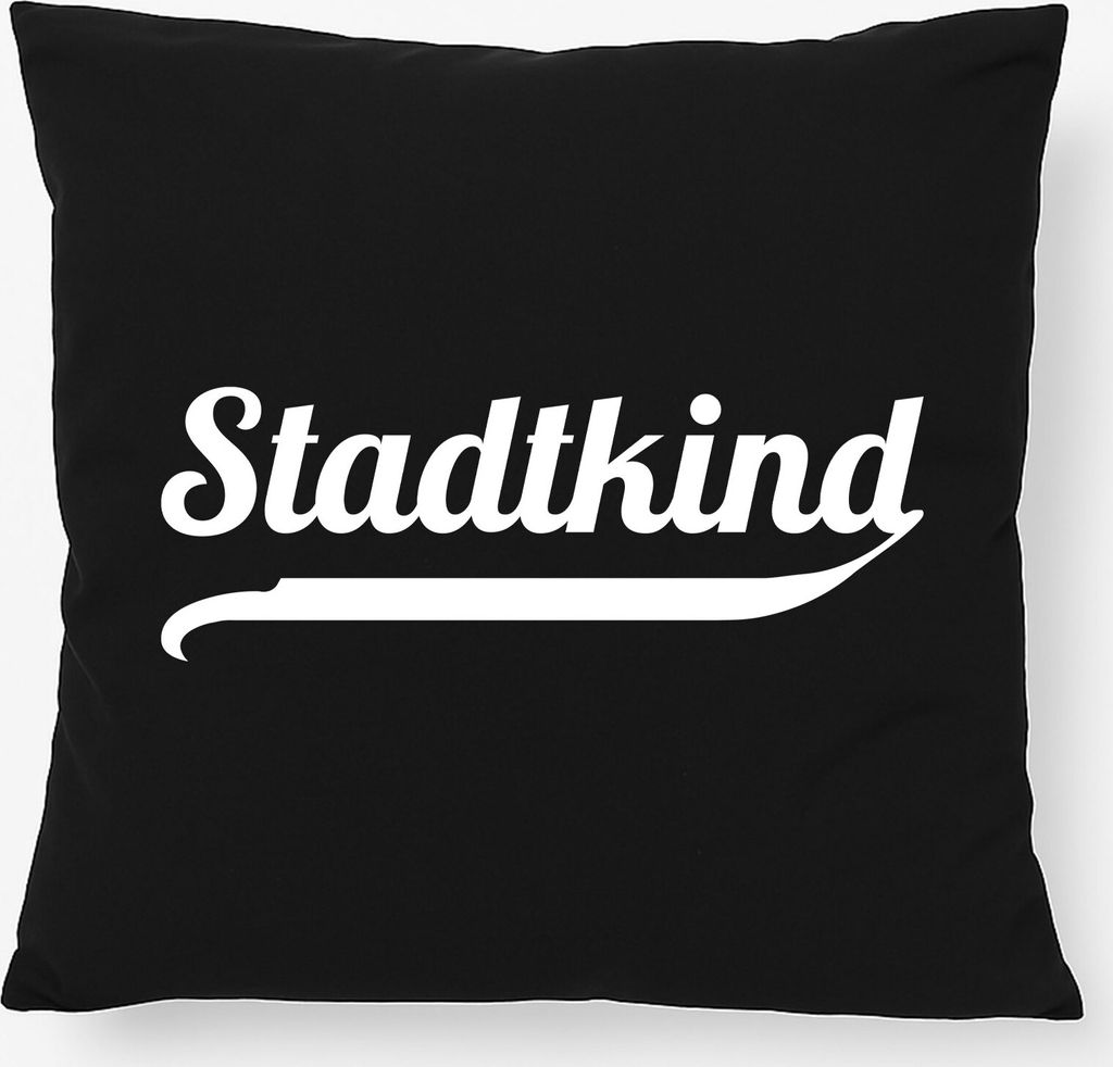 Huuraa Kissen Stadtkind Schriftzug 40x40cm mit Füllung Black Baumwolle Dekokissen Geschenkidee