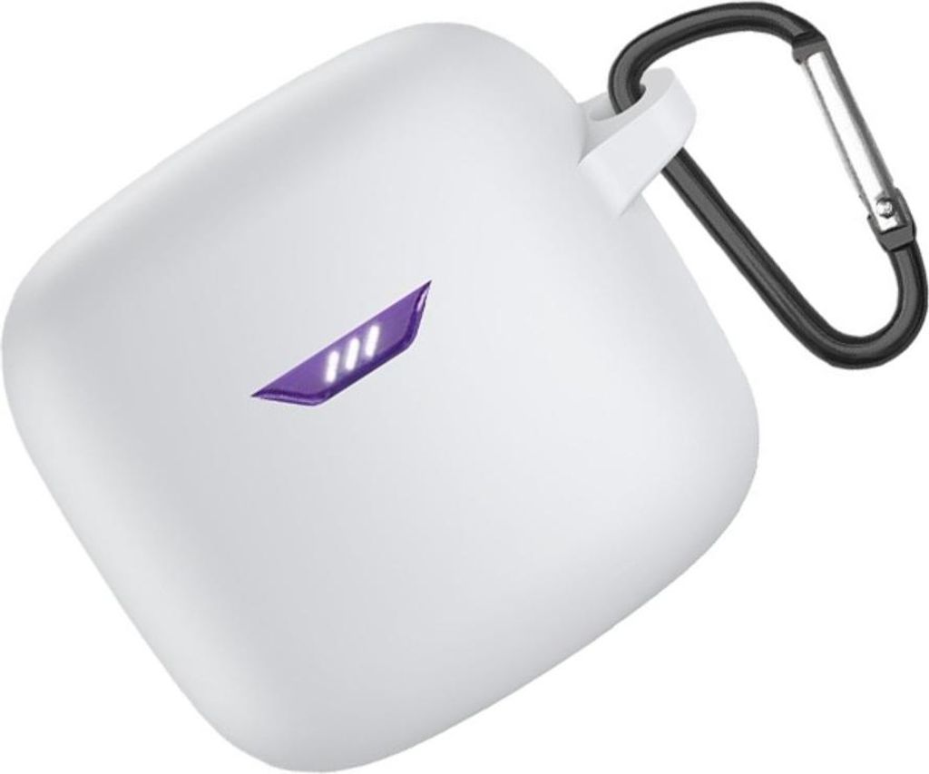 INF Silikon Schutzhülle für JBL Tune Flex/Small Bean Kopfhörer mit Karabiner Weiß