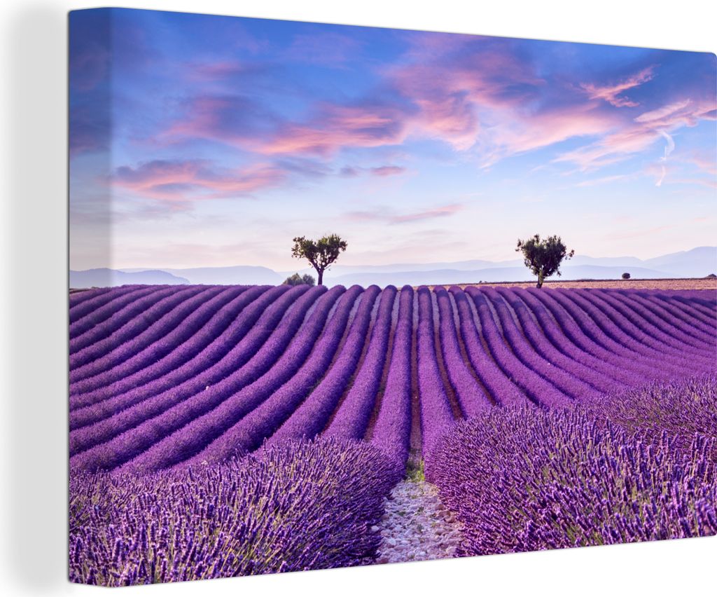 OneMillionCanvasses - Leinwandbilder - 140x90 cm, Lavendel - Natur - Lila - Bäume - Blumen, Wandbilder Kunstdruck Wanddekoration - Foto auf Lein...