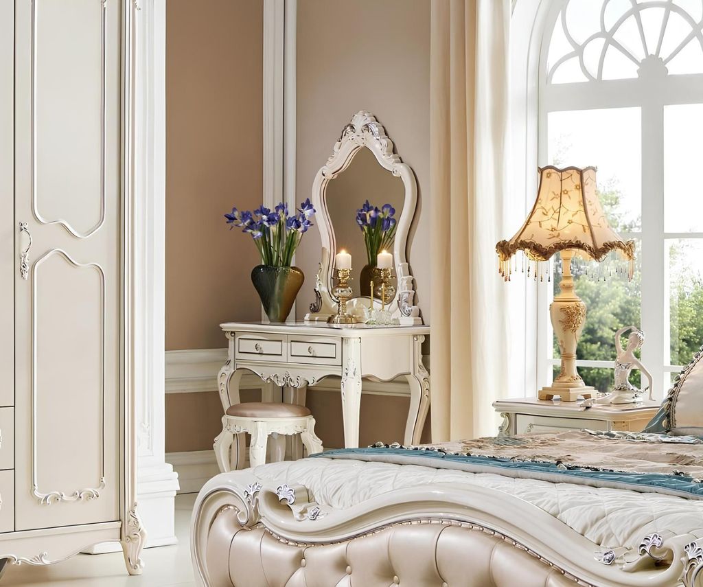Schminktisch Spiegel Hocker Komplett Set Kommode Schlafzimmer Echtholz