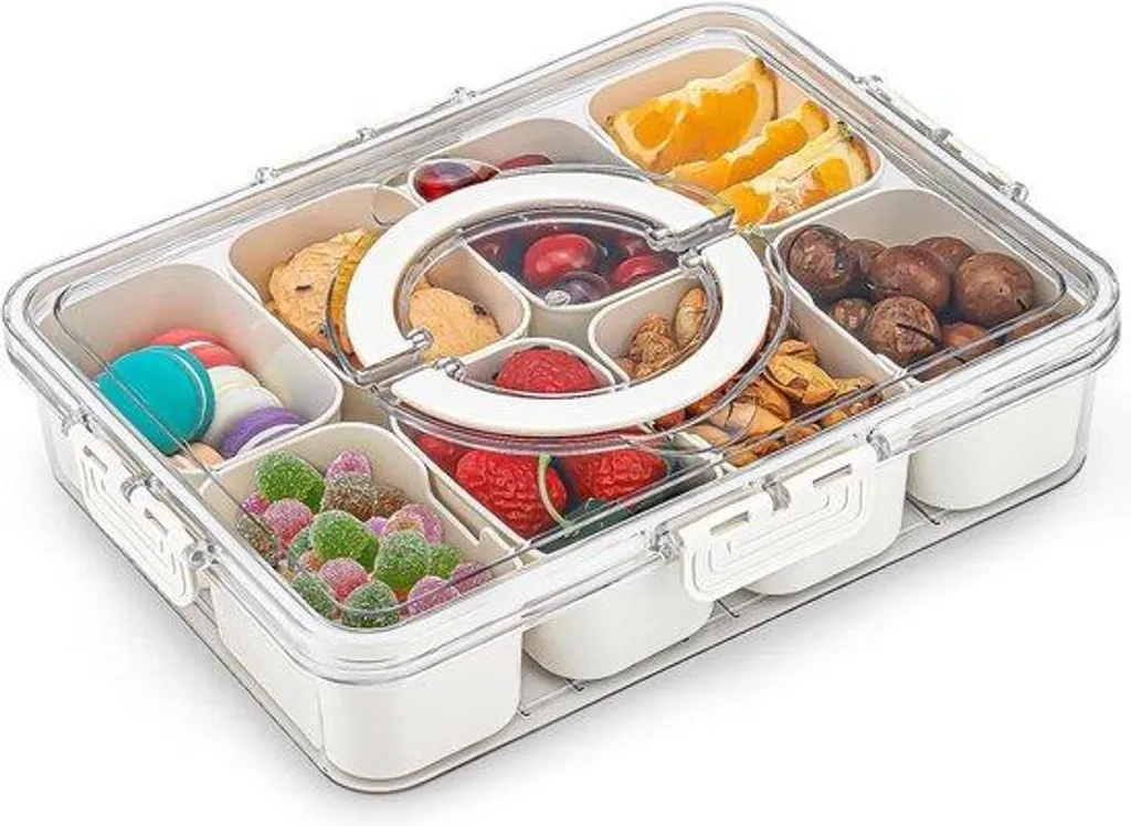 Plateau transparent pour buffet et goûter, idéal fruits et snacks variés