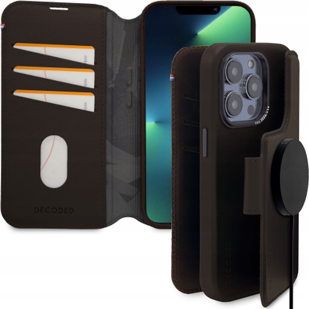 Decoded Leather Detachable Wallet iP 14 Pro Chocolate Brown