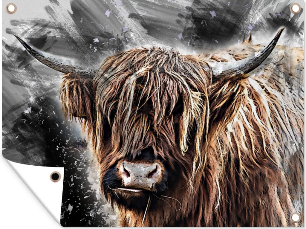 MuchoWow 40x30 cm Outdoor-Poster Gartendeko Sichtschutz Garten Poster für den Garten Schottischer Highlander - Tiere - Farbe