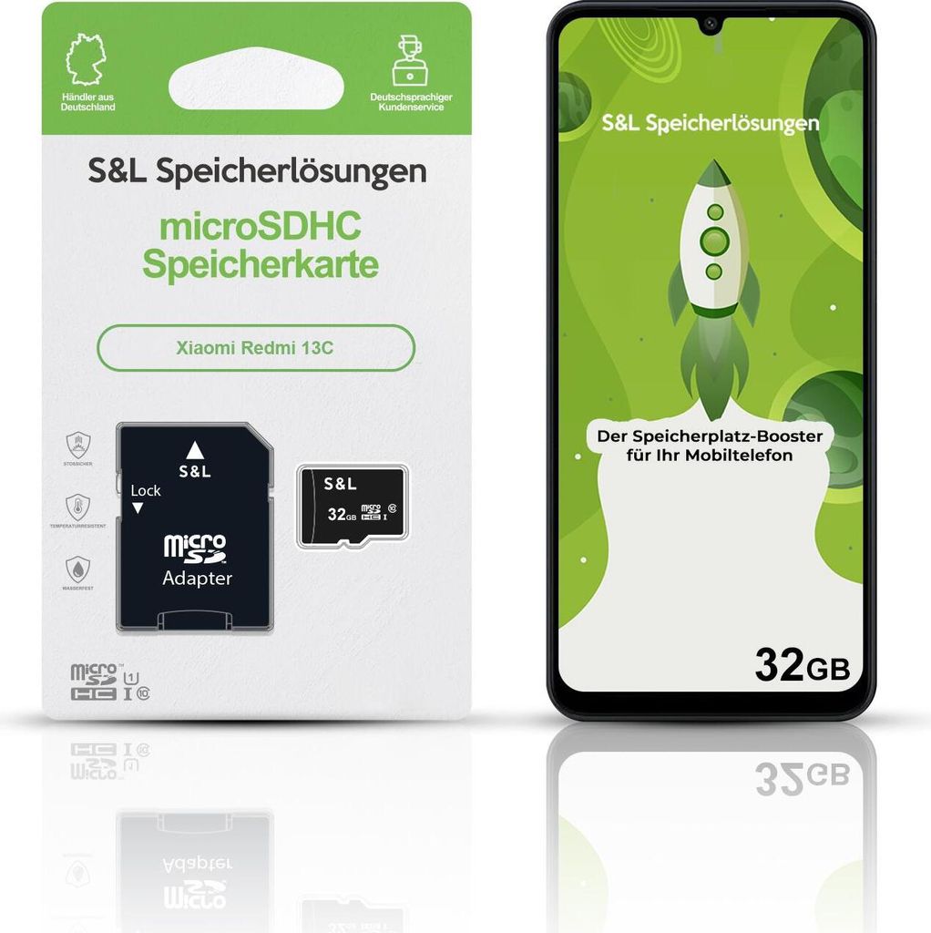 microSD Speicherkarte S&L für Xiaomi Redmi 13C - Speicherkapazität: 32 GB