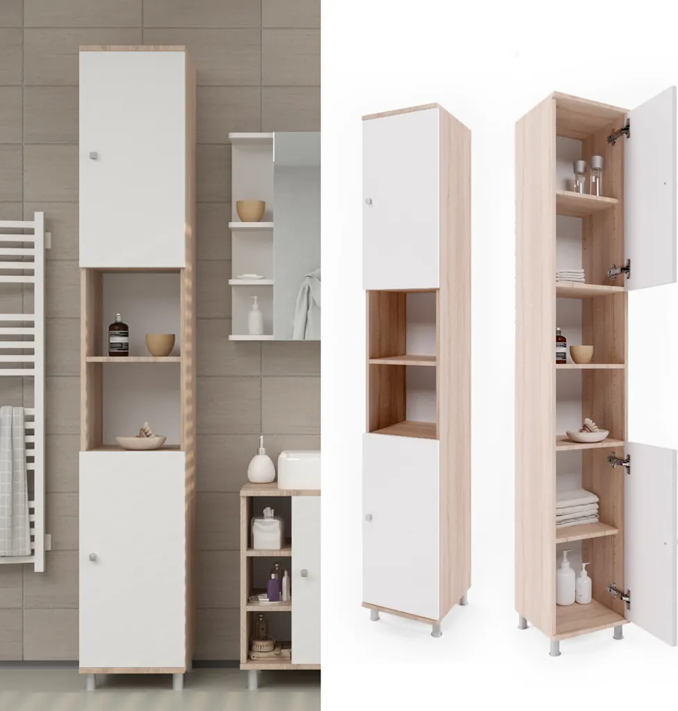 Armadio Bagno Alto Vicco Fynn 190 cm Bianco Sonoma - Offerta Online