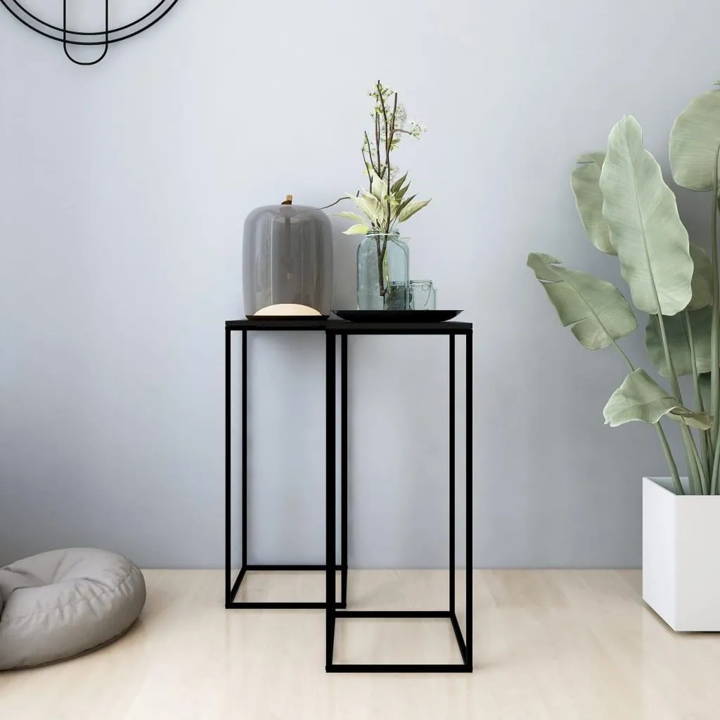 Tables d'appoint noires en acier vidaXL - Structure robuste et stable