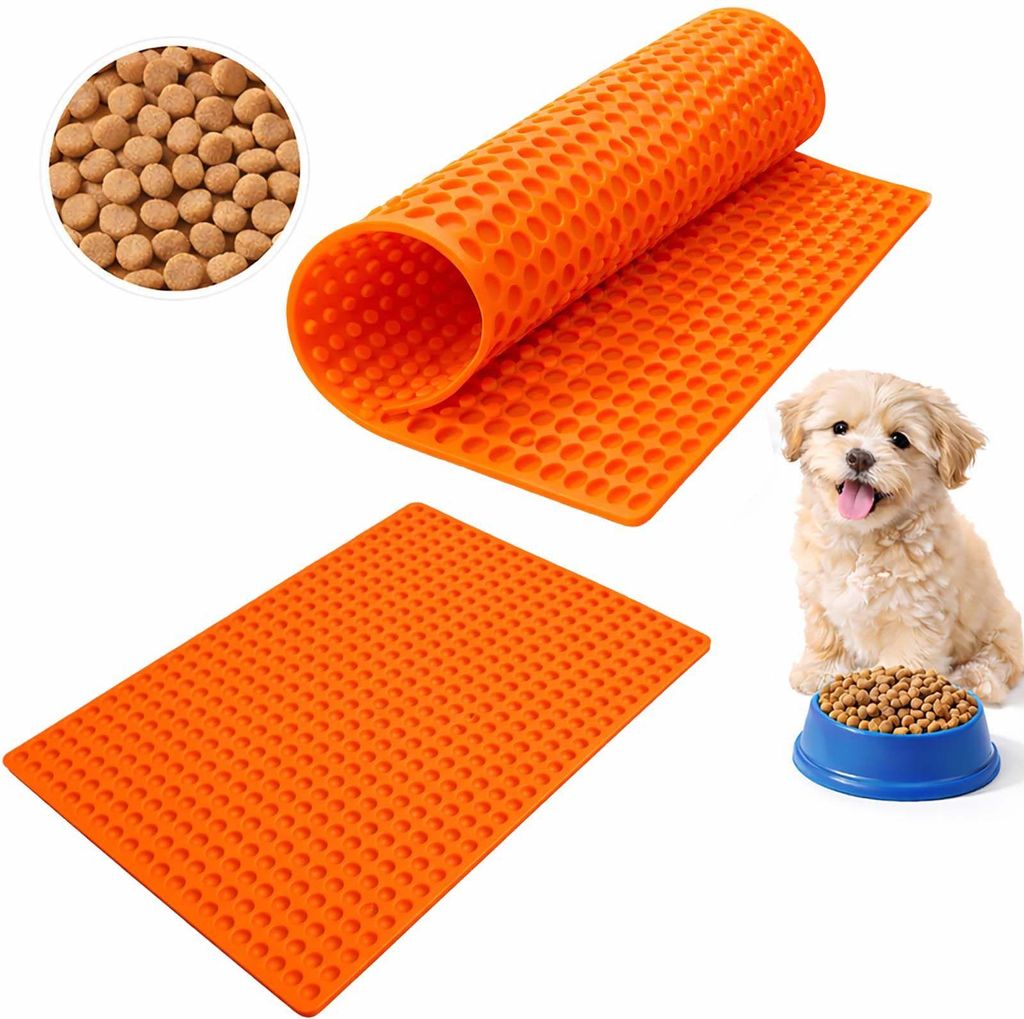 BURI 2x Backmatte 39,5 x 27,7 cm Hundekekse für Mini Halbkugel (1cm Ø) Leckerlis, Silikon Backform, Backunterlage für Backblech, Diätmatte, Hit...