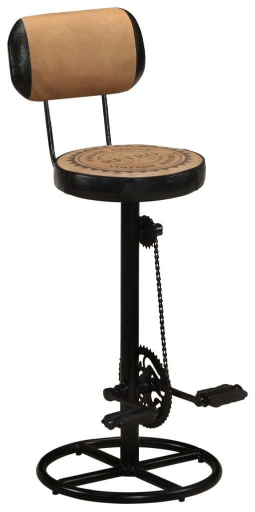 vidaXL Barhocker mit Canvas-Aufdruck 2 Stk. Braun Schwarz Ziegenleder