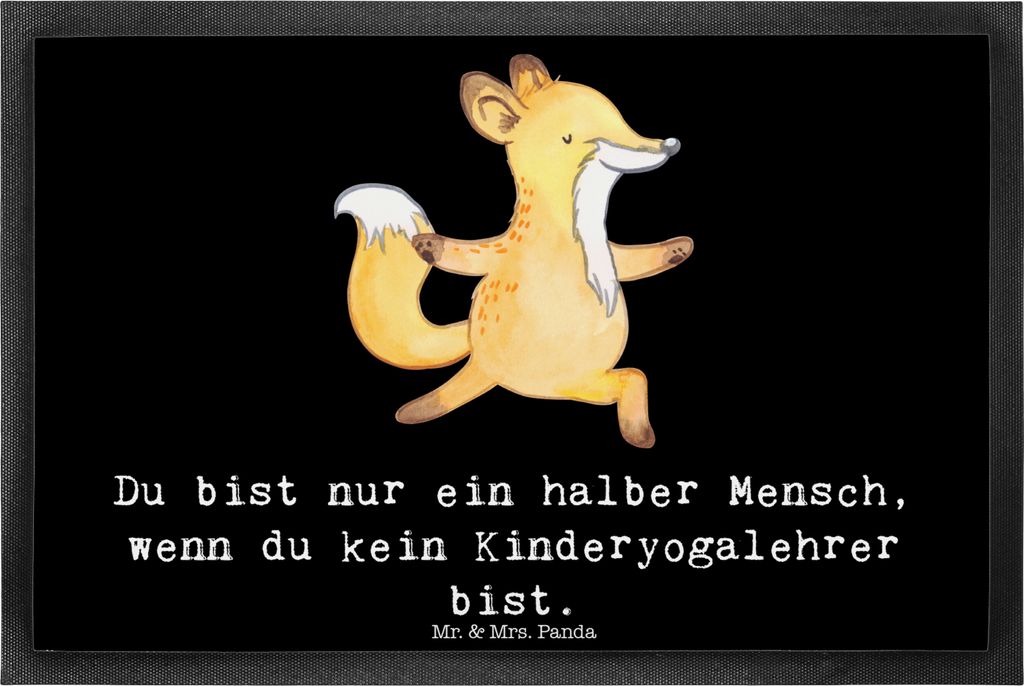 Mr. & Mrs. Panda Schuhabstreifer Kinderyogalehrer Herz 40 x 60 cm - Schwarz - Geschenk, Schmutzmatte, fußmatte, Gummimatte, Schmutzfangteppich, Fu...