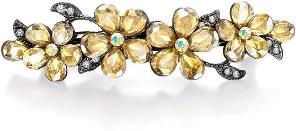 Accessoire Cheveux Barrette Bijou Fleur et Vigne Style Vintage 8cm Argent