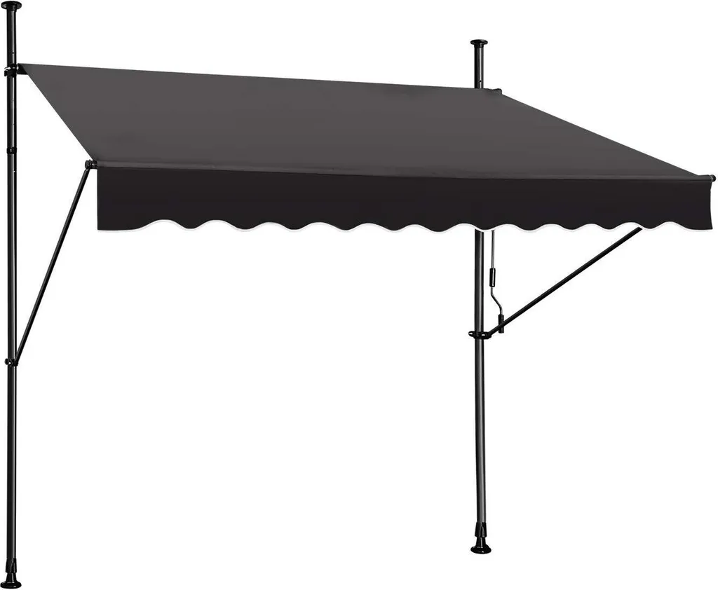 Sessamen-LP Tenda a morsetto con manovella larga 250 cm - Tenda da balcone senza foratura Regolabile, protezione UV, protezione solare, resistente alle intemperie, grigio scuro (2,50 x 1,20 m, grigio scuro)
