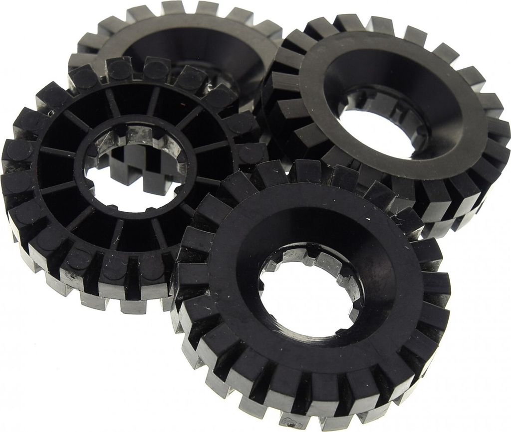 4x Lego Technic Rad 17x43 schwarz Reifen Blacktron Auto 9735 9786 4523564 3634