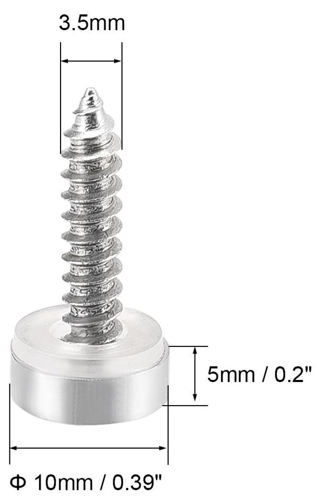 16Stk.Spiegelschrauben Kappenverschlš¹sse 10mm/0,39" Hellsilber Messing