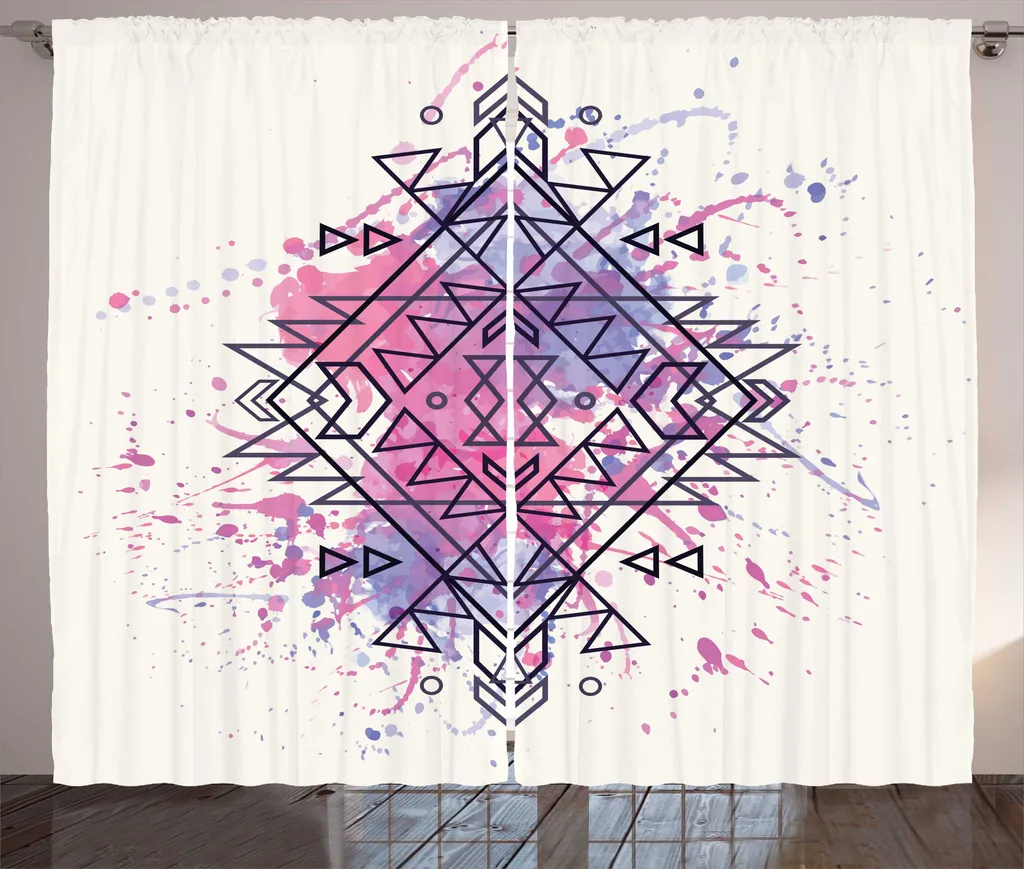 Rideau Ethnique Rustique ABAKUHAUS Motif Éclaboussures 280 x 225 cm