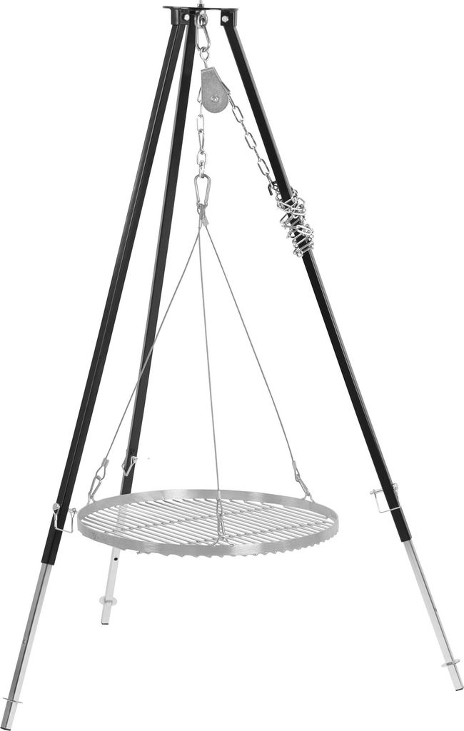 BBQ-Toro Dreibein Grill mit Ø 50 cm Grillrost, 110 - 175 cm, Schwarz, Dreibein für Schwenkgrill