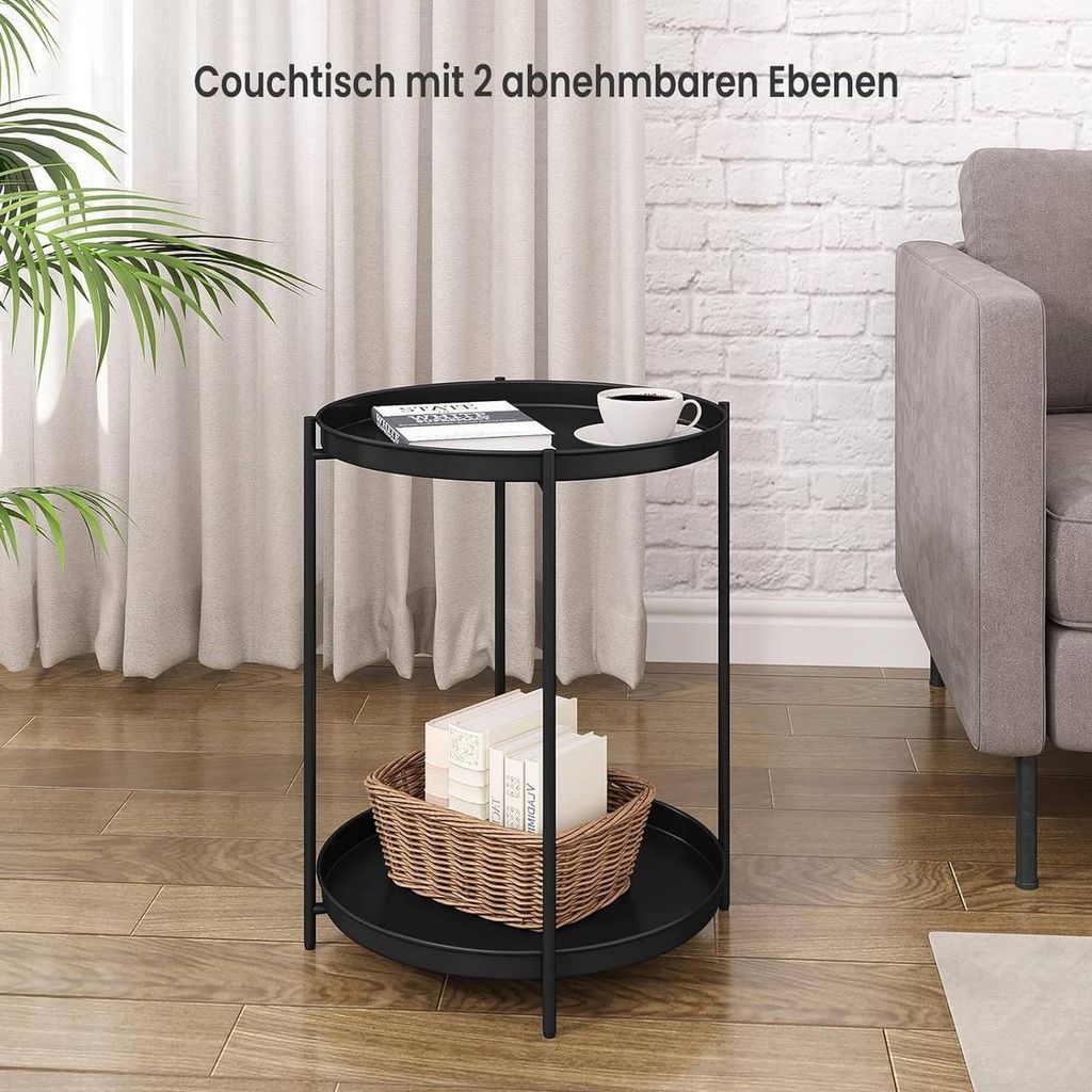 WOLTU Beistelltisch rund, Couchtisch mit Stauraum, 2 Produktbild 4