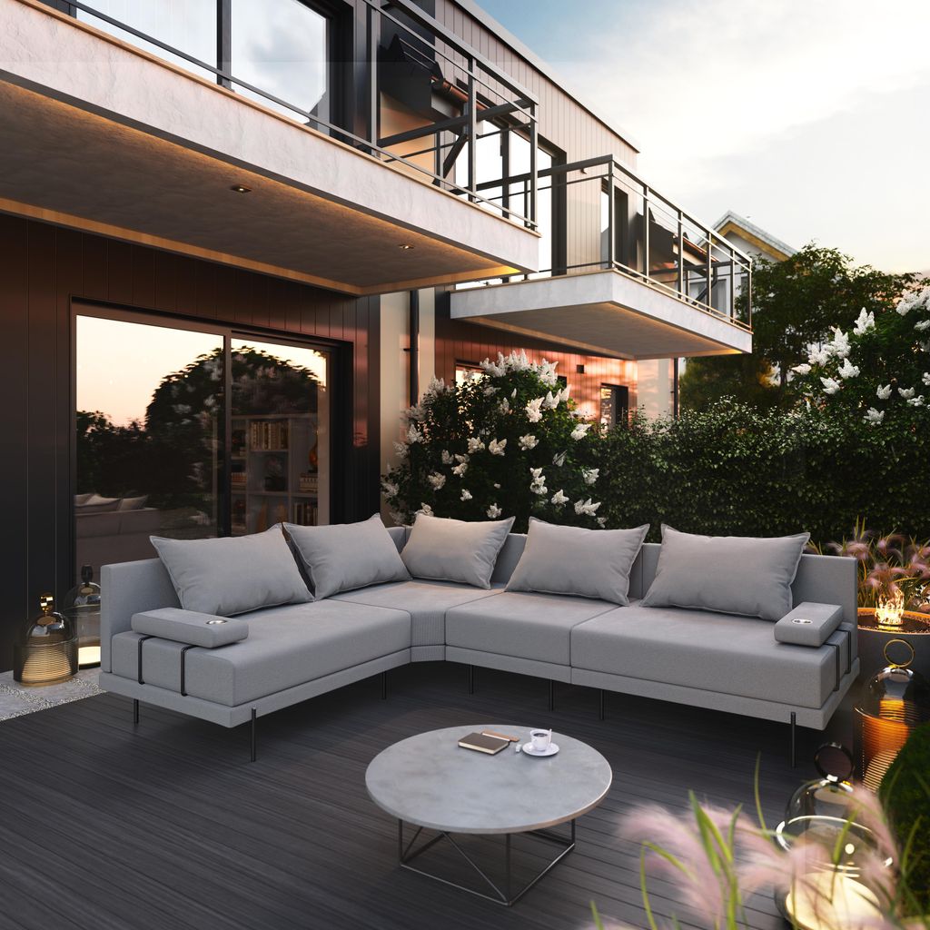 TRADA Gartensofa lounge set Bahama M Grau Gartenmöbel set Produktbild 