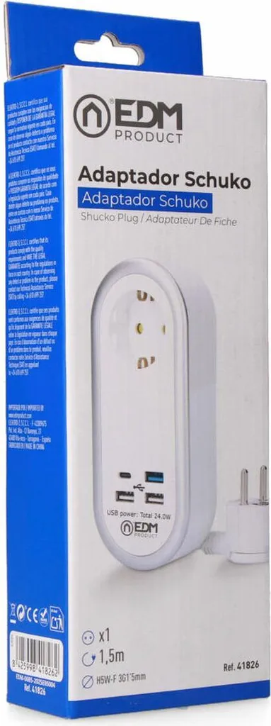 Chargeur USB Multiple avec 1 Prise Schuko pour Bureau et Table de Nuit - 3